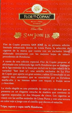 1 Caja x 10 u. de puros Flor de Copán San José Edición Limitada 2022 - Fortaleza media - Cepo 52 - Tiempo de Fumada 60 min. en internet