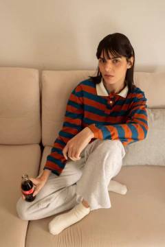BLUSA GOLA POLO LISTRADA - QUEQUE CLOTHING