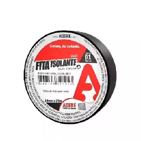 Fita Isolante Adere 912I 18mm x 10m Preta Alta Performance - comprar online
