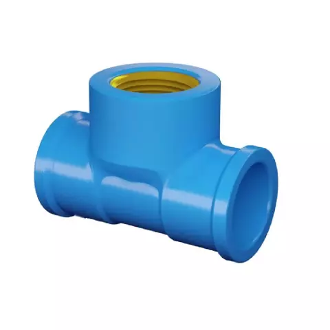 tee pvc azul rosca latao 3/4x1/2