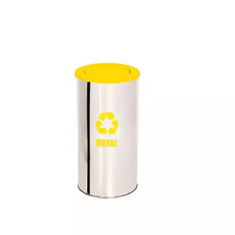 Lixeira Inox 95L 40x75cm Aro Colorido Tampa Basculante | Resistente