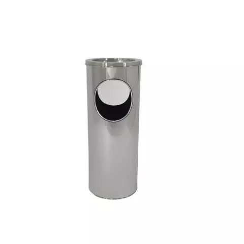 Lixeira Inox 25L com Cinzeiro 50cm Ø24cm Resistente e Prática