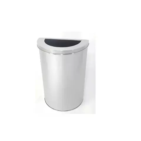 Lixeira Meia Lua Inox 50L com Aro de Parede – Moderna, Forte e Elegante