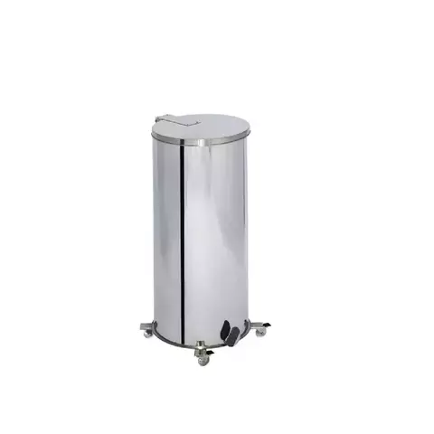 Lixeira Inox 95L com Tampa, Pedal e Rodízios 40x75cm – Resistente
