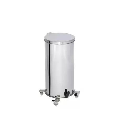 Lixeira Inox 75L com Tampa, Pedal e Rodízios 40x60cm – Resistente