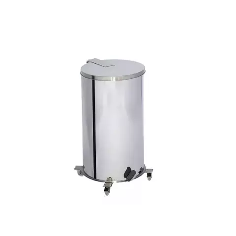 Lixeira Inox 50L com Tampa, Pedal e Rodízios 30x60cm – Resistente