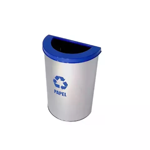 Lixeira Coletiva Inox 35L com Aro Colorido 40x19x65cm para Reciclagem