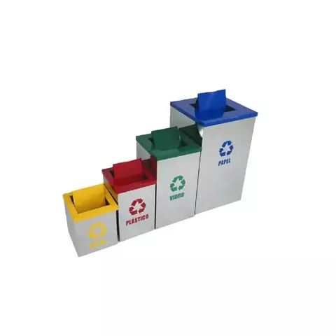 Lixeira Inox Quadrada 50 Litros para Coleta Seletiva AISI 430