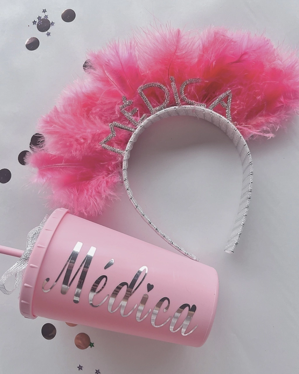 Combo pink personalizado (vaso + Vincha)