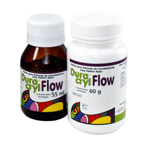 Duracryl flow Acrílico Para Patrones Dentales kit Polvo x 60 g + Líquido x 55 cc