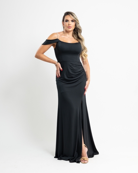 VESTIDO LONGO DE FESTA ESTILO SEREIA COM DETALHES NAS ALÇAS LIS PRETO - comprar online