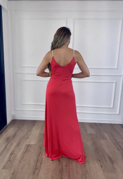 VESTIDO LONGO COM ALÇAS DE STRASS KARINA VERMELHO na internet