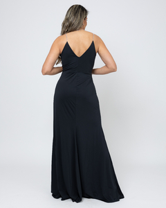 VESTIDO LONGO COM ALÇAS DE STRASS KARINA PRETO - loja online