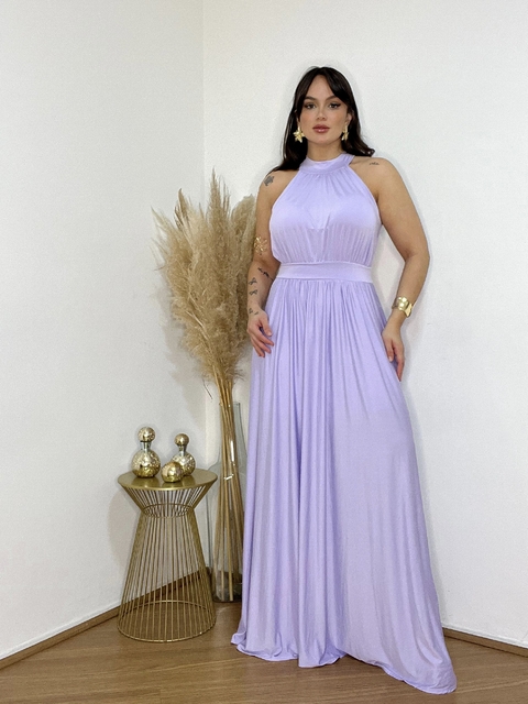 VESTIDO GISELE COM AMARRAÇÃO E ALÇAS CAVADAS LILÁS