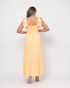 VESTIDO MIDI HELENA EM TECIDO LINHO PÊSSEGO - loja online