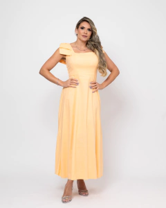 VESTIDO MIDI HELENA EM TECIDO LINHO PÊSSEGO - Vanessa Sansone Store