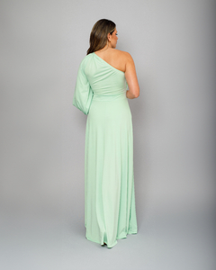 VESTIDO LONGO MANGA LONGA VAZADA HELOA VERDE MENTA na internet