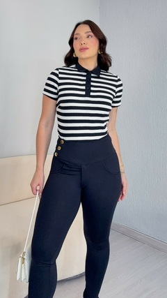 BLUSA GOLA POLO LISTRADA EM CROCHÊ na internet