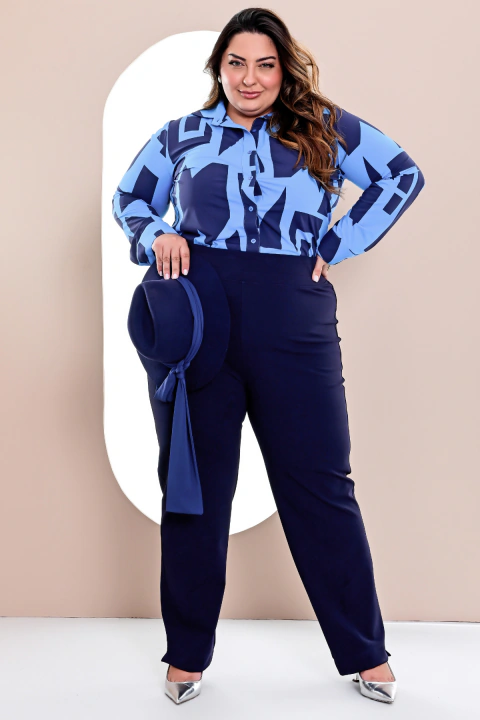 Calça Montaria Plus Size Acivalda Azul Marinho