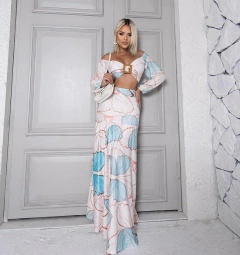 Conjunto Thais branco com azul