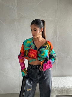 Cropped Bogota estampado com verde