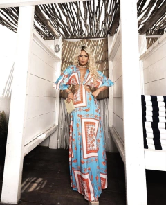 Vestido Bianca azul com laranja