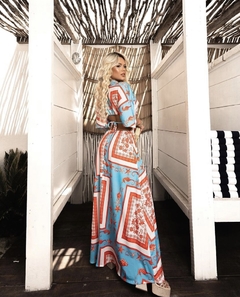 Vestido Bianca azul com laranja - comprar online