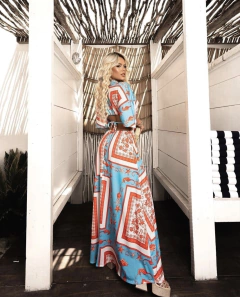 Vestido Bianca azul com laranja - comprar online