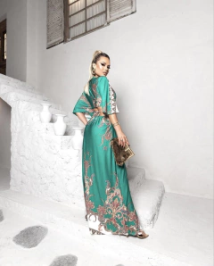 Vestido Bianca verde com branco na internet