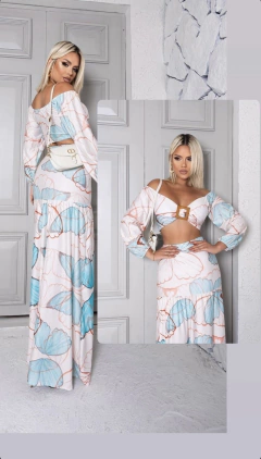 Conjunto Thais branco com azul - comprar online