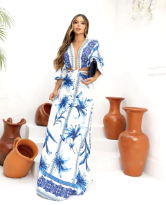 Vestido Bianca flores azul - comprar online