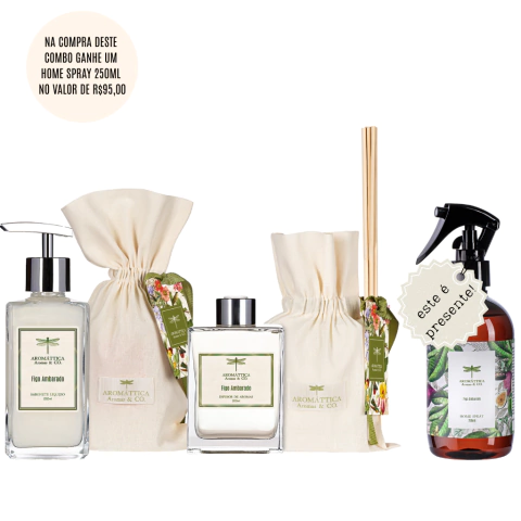 Combo Sabonete Líquido 250ml, Difusor de Ambiente 200ml, Home Spray 250ml - Figo Ambarado - comprar online
