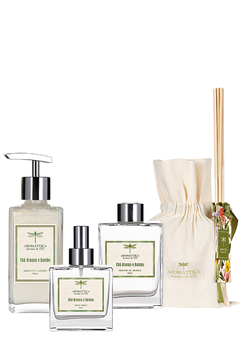 Combo Difusor de Ambientes 200ml, Sabonete Líquido 250ml, Home Spray 120ml - Chá Branco e Bambu