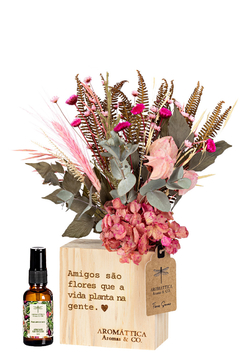 Kit Vaso Poético Com Flores Secas Amizade (Rosa) e Aromatizante Spray Para Flores Secas Figo Ambarado 30ml - comprar online