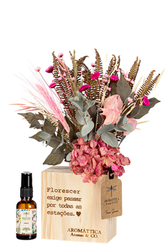 Kit Vaso Poético Com Flores Secas Florescer (Rosa) e Aromatizante Spray Para Flores Secas Poesia 30ml - comprar online