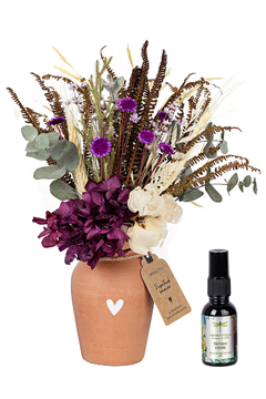 Mini Vaso De Cerâmica Bonjour Com Flores Secas + Aromatizante Para Flores Secas Chá Branco e Bambu 30ml - comprar online