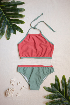 Bikini Juana verde y coral
