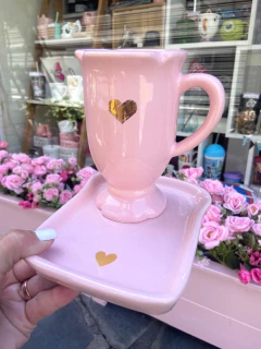 Set Chocoflor Rosa y Plato tostado