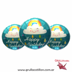 GLOBO ARCOIRIS CON NUBE 18" CELESTE - comprar online