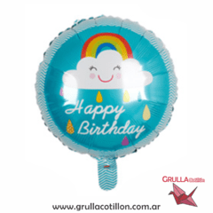 GLOBO ARCOIRIS CON NUBE 18" CELESTE