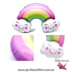GLOBO ARCOIRIS PASTEL CON NUBES 90 CM - comprar online