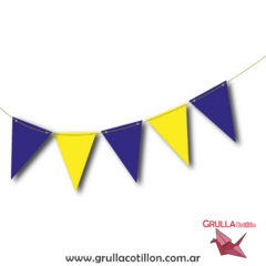BANDERIN TRIANGULAR AZUL Y AMARILLO