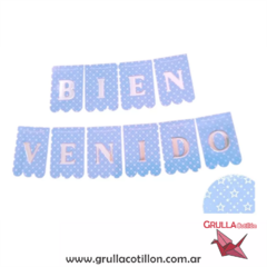 BANDERIN BIENVENIDO CELESTE