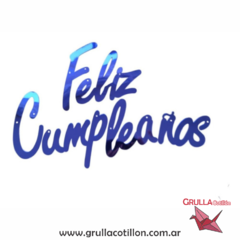 BANDERIN FELIZ CUMPLEAÑOS CURSIVA AZUL