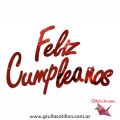 BANDERIN FELIZ CUMPLEAÑOS CURSIVA ROJO