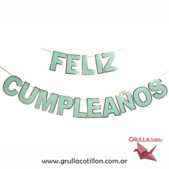 BANDERIN LETRAS VERDE AGUA FELIZ CUMPLEAÑOS