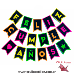 BANDERIN FELIZ CUMPLEAÑOS LINEA FLUO