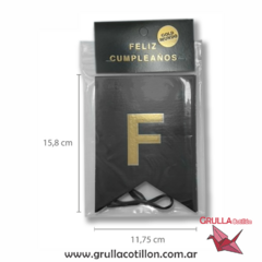 BANDERIN FELIZ CUMPLEAÑOS NEGRO Y DORADO - comprar online
