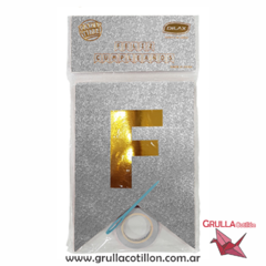 BANDERIN GLITTER FELIZ CUMPLEAÑOS PLATEADO