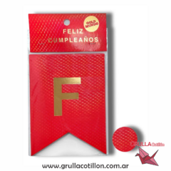BANDERIN HOLOGRAFICO FELIZ CUMPLEAÑOS ROJO